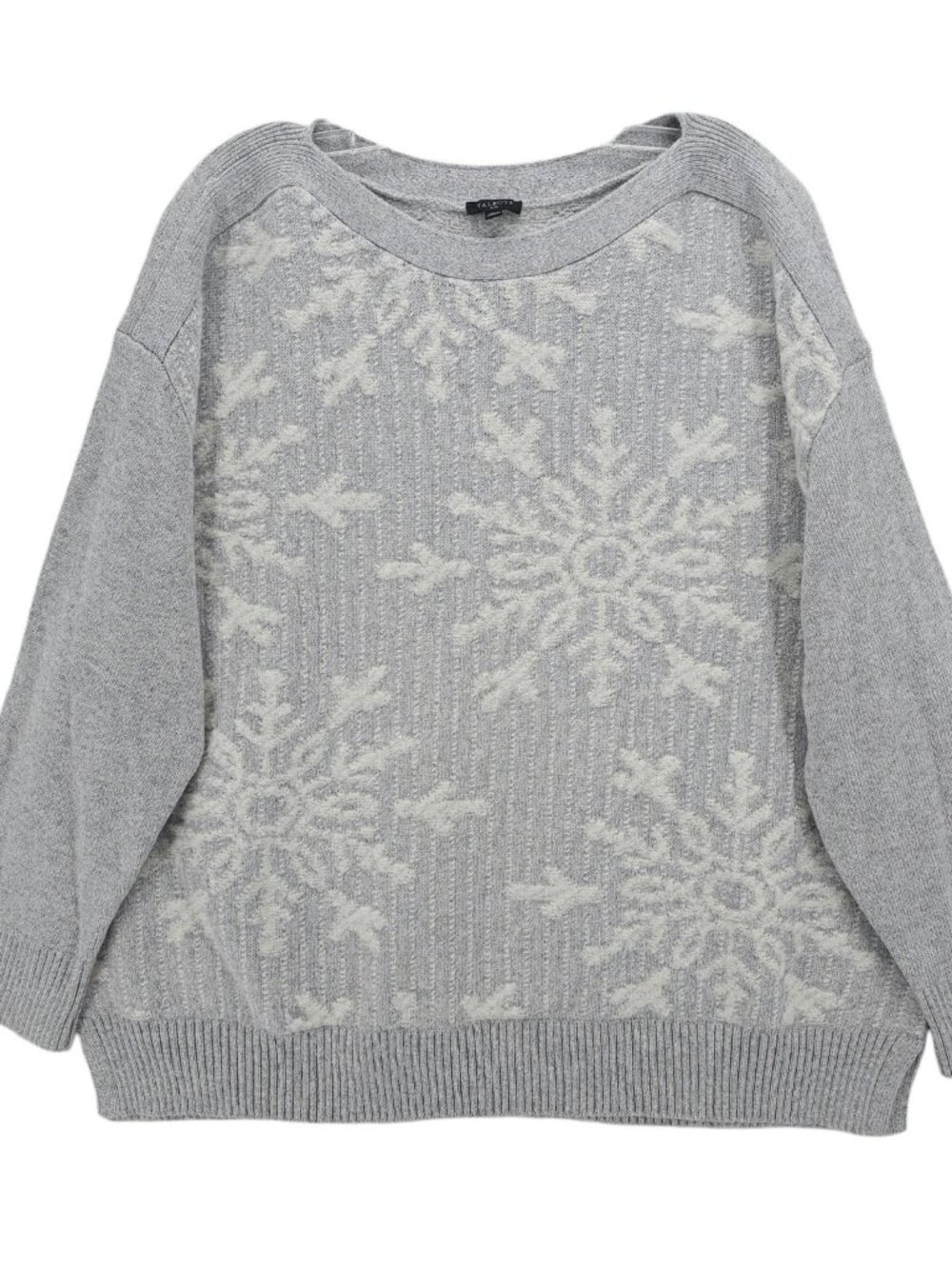TALBOTS Bateau Neck Pullover Sparkle Snowflake Gray Silver Metallic Size 2X